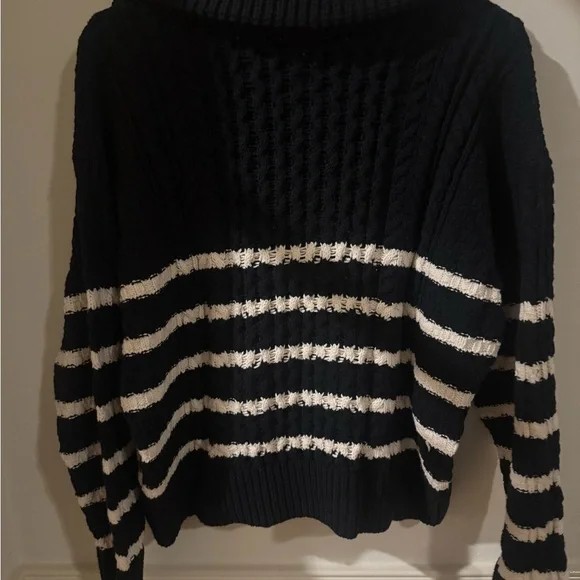 La Ligne x Target Black and White Striped Zip Sweater - Picture 4 of 5